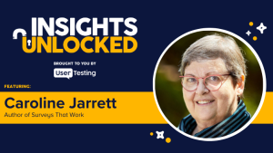 Insights Unlocked logo with photo of Caroline